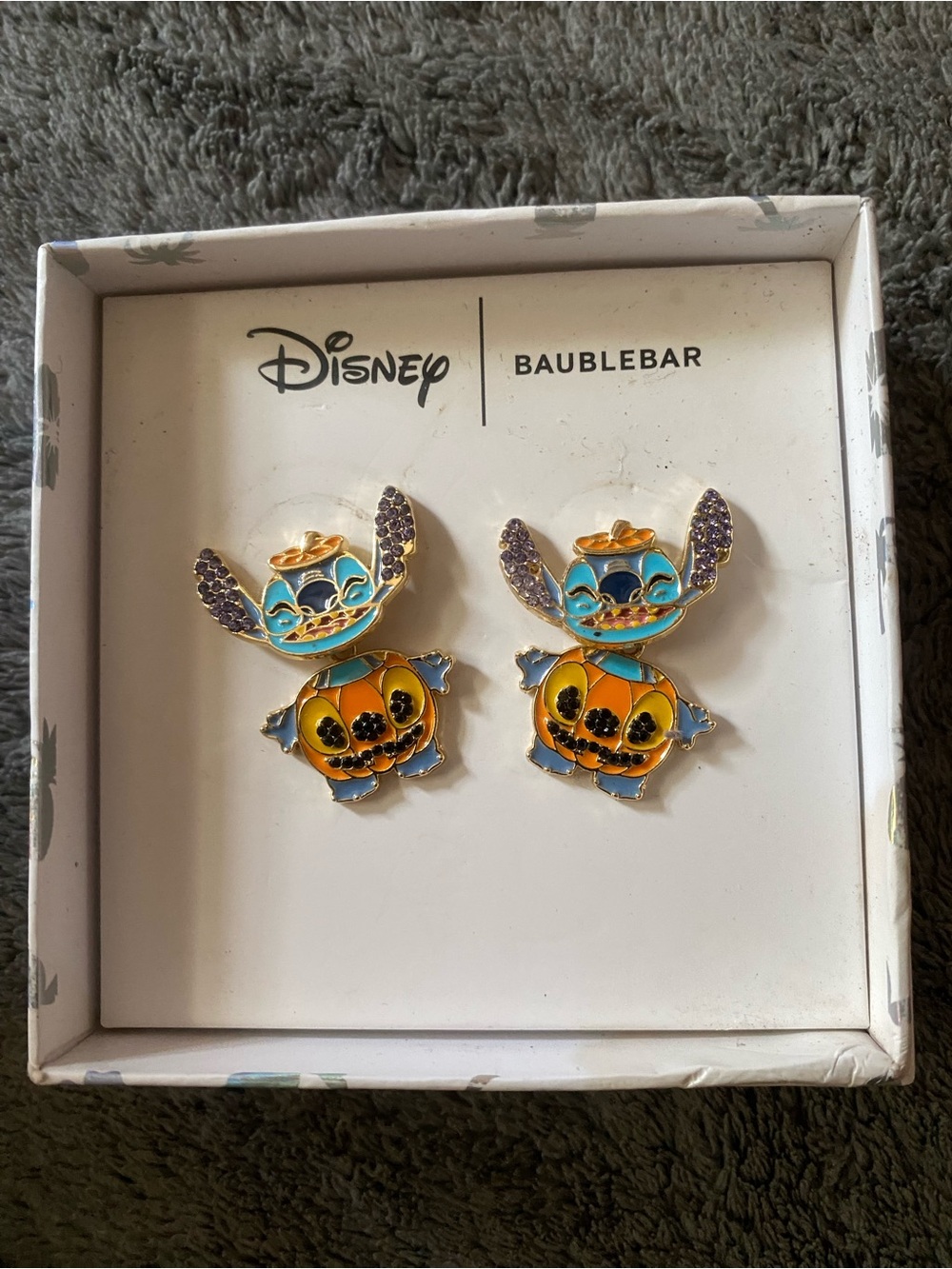BaubleBar Disney Stitch Pumpkin Enamel Stud Earrings - Blue, Orange & Purple